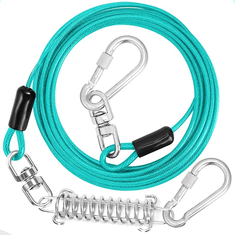 Cabo de Contenção para Cães jenico em Aço Inoxidável Revestido, 12,19 m, Teal