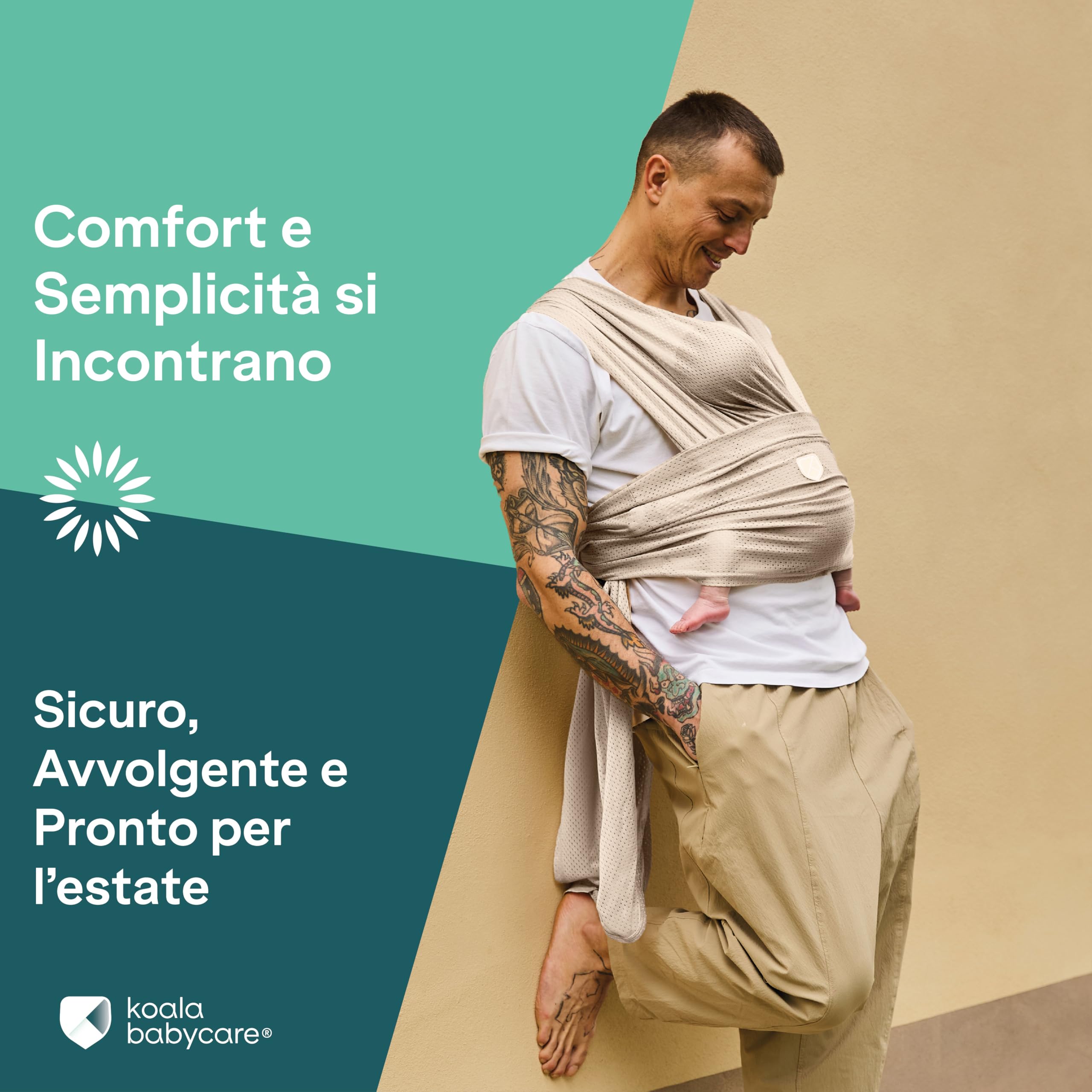 Koala Babycare Fascia Porta Bebè Estiva – Fascia Neonato Traspirante per Mare, Piscina, Doccia – Water Sling Leggera per Climi Caldi | Regolabile, Rapida Asciugatura, fino a 9 kg