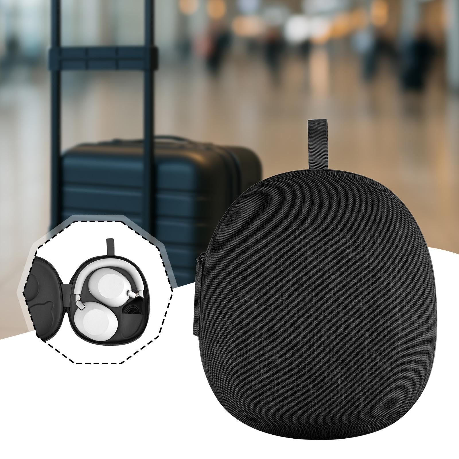 Estuche para Auriculares, portátil, Bolsa de Viaje, a Prueba de Polvo, con Cremallera, Funda para Auriculares, Bolsa de Transporte para WH-1000XM6, Negro