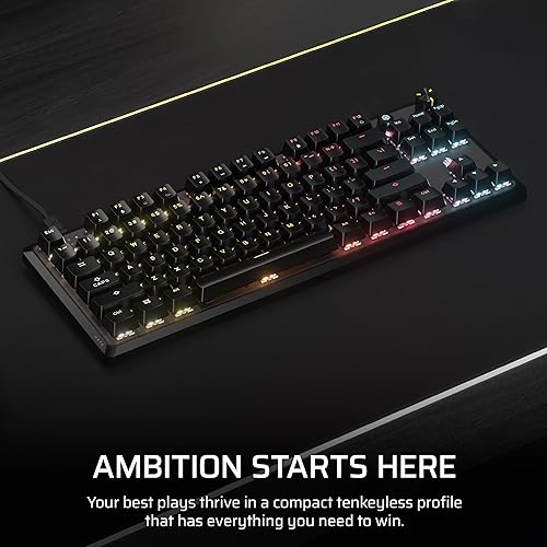 Vista 2 de Corsair K70 CORE TKL RGB Teclado mecánico con cable para juegos sin llave - Interruptores lineales MLX Red v2 pre-lubricados, SOCD, teclas de doble