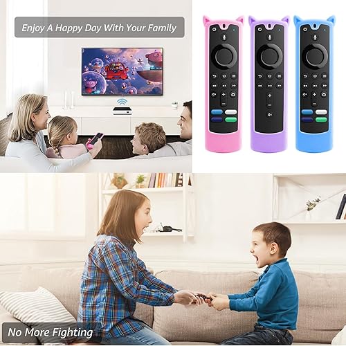 Miniatura 4 de Wevove Paquete de 3 Cubierta de silicona para control remoto de voz de tercera generación con cordón, funda protectora de silicona suave