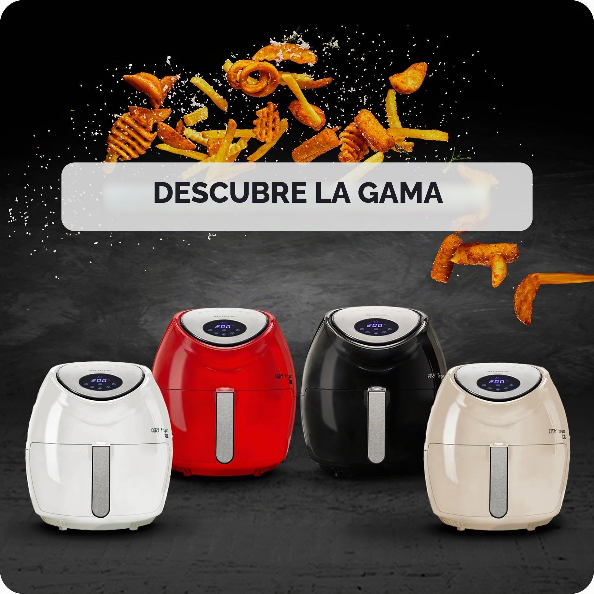 Ariete Air Fryer XXL 4618, Freidora de aire 7 Litros, Temporizador de 60 minutos, LCD y Pantalla Táctil con 7 Modos de Cocción, Temperatura Máxima 200° C, Capacidad 2,5Kg, 1800W, Roja