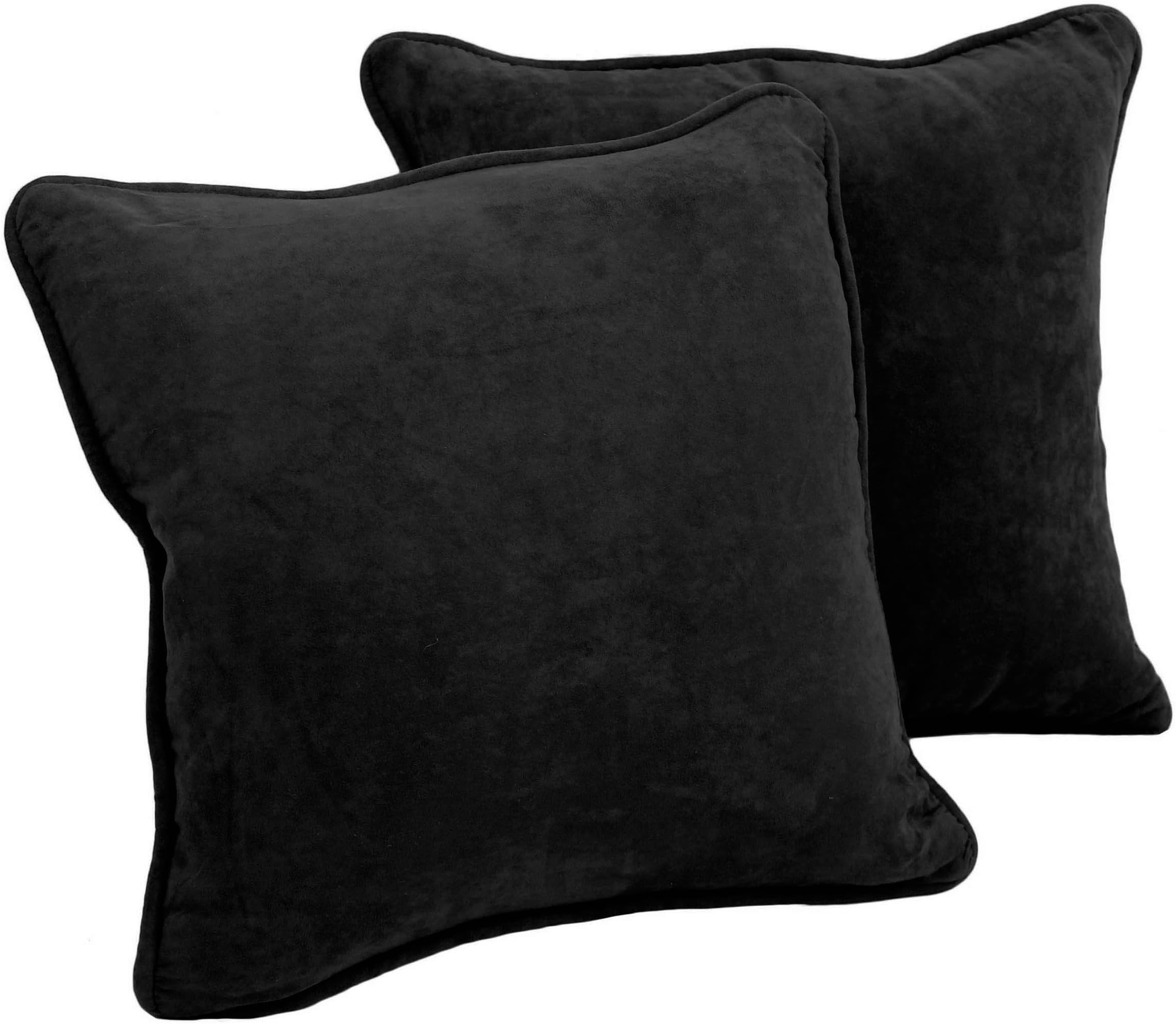 Blazing Needles Corded Microsuede Throw Pillow, 18", Black 2 Count