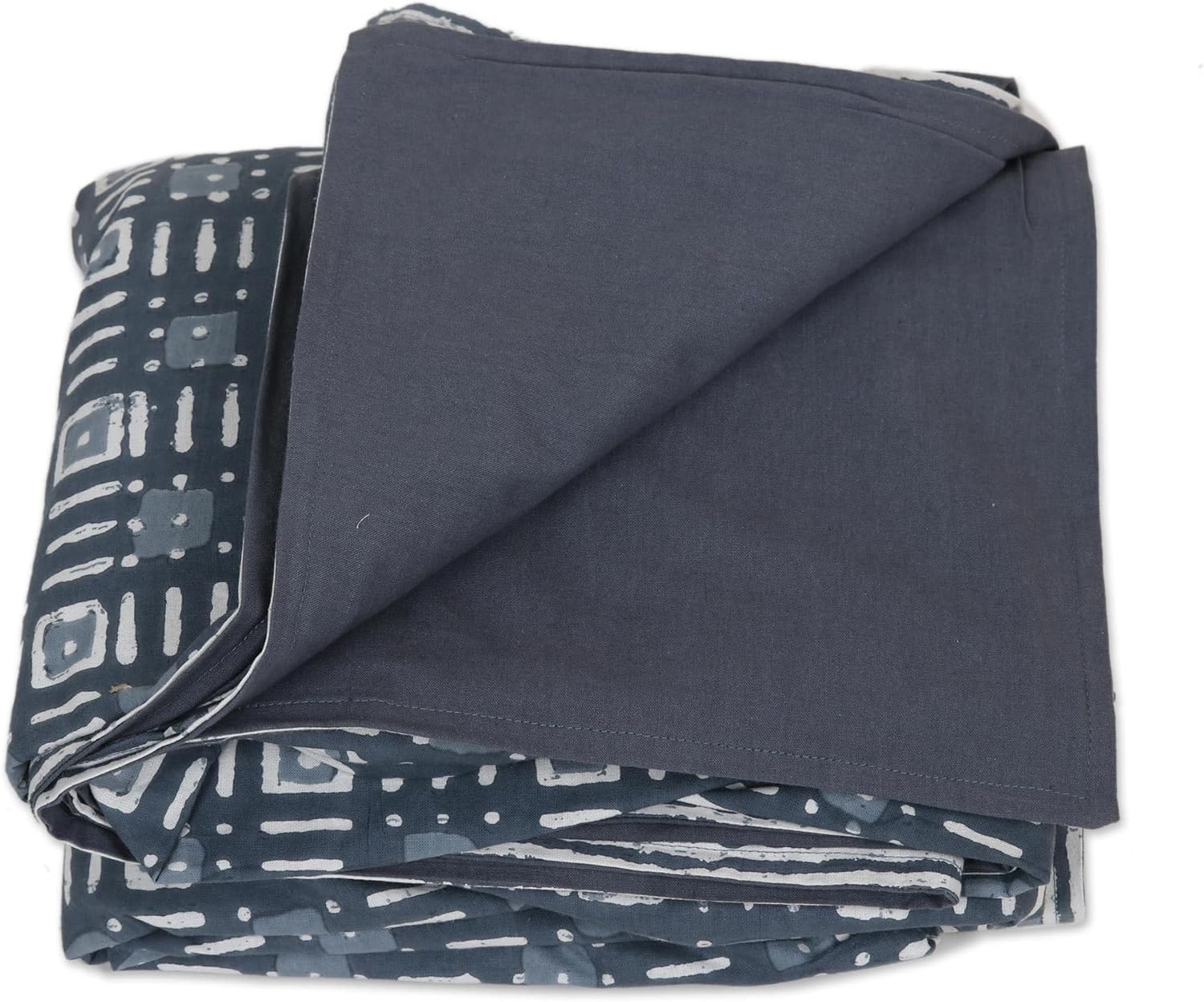 NOVICA Artisan Handmade Blockprinted Duvet Cover Set Sham Grey Cotton India Pillows Throws Covers NAT Geo Decor 'Rajasthani Grey' (3 Pieces)