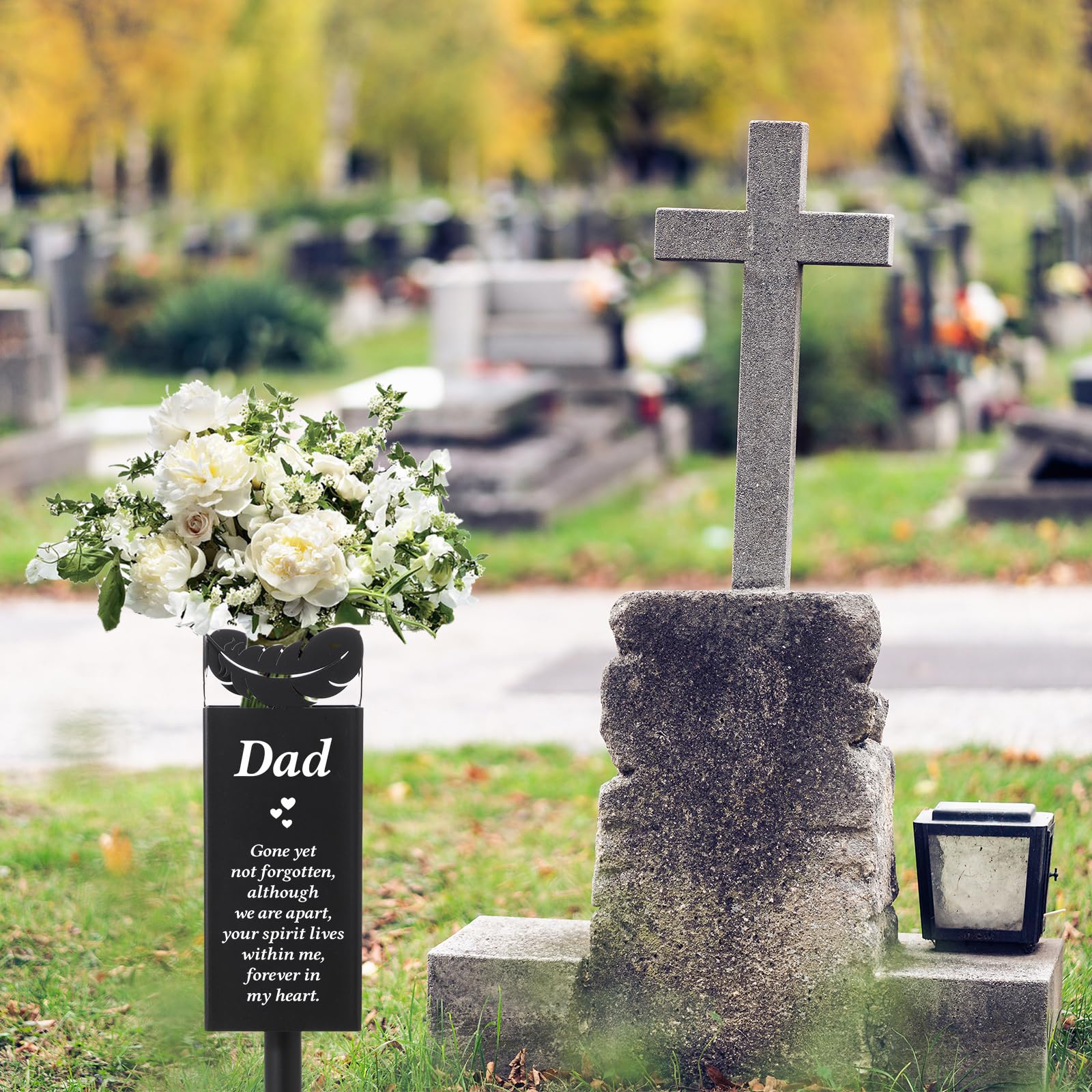 WEBEEDY Cemetery Vases Dad Memorial Vases For Graves Metal Grave Vase