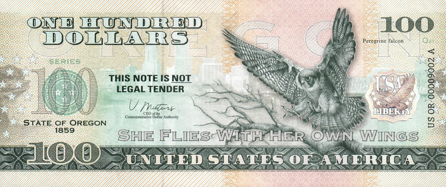 IMPACTO COLECCIONABLES | Oregon Souvenir Dollar Note – Novelty Collectible Banknote with UV Details (Not Legal Tender), Part of The 50 U.S. States Commemorative Collection