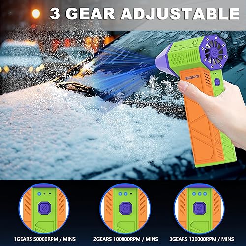 Miniatura 2 de Plumero de aire eléctrico  Plumero de aire comprimido de 130,000 rpm, soplador de secado a chorro ajustable de 3 engranajes, lata reutilizable para