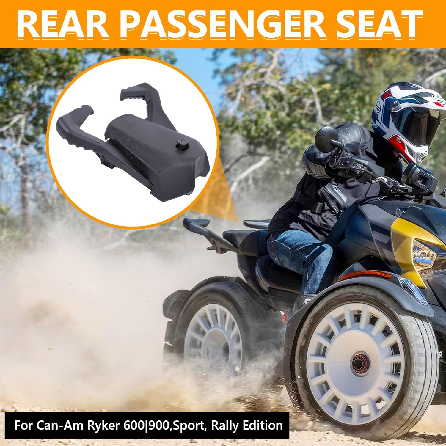 Motorcycle Rear Passenger Seat Fit for Can Am Ryker 600 900 Sport Rally Edition Back Seat (MAX Mount 219400800 Required)