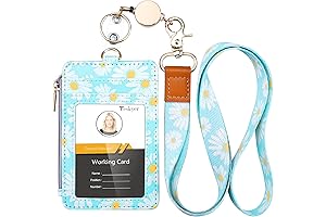 Teskyer Stylish Pattern Lanyard Wallet with Retractable Lanyard for Women and Girls