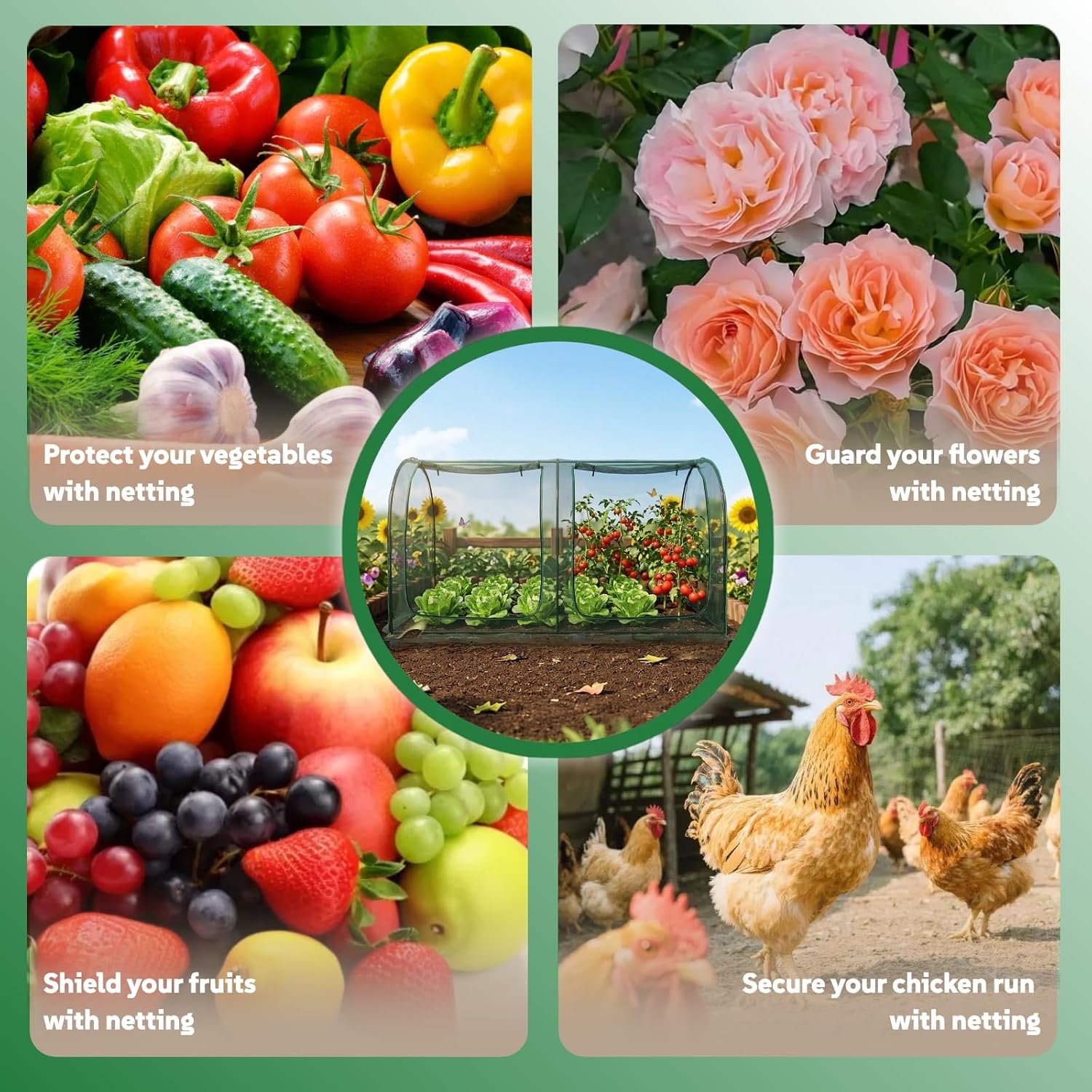 Plant Netting Cover 98"x49"x49" Tunnel Cover Tall Crop Cage Netting for Garden Protection for Vegetables Fruits,Garden Bed Cover for Plant and Animal