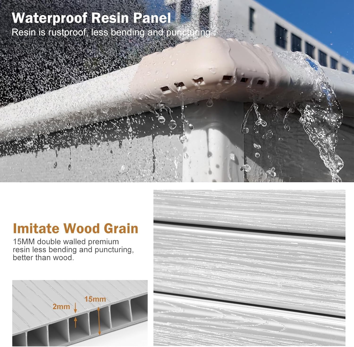 Close-up of waterproof resin panel material
