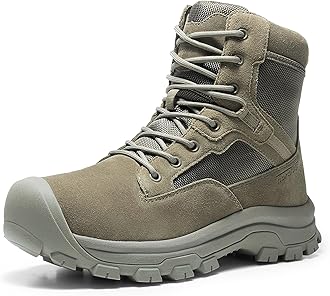 NORTIV 8Men's Waterproof Work Military Tactical Boots Rubber Toe Leather Outdoor Hiking Motorcycle Combat Boots