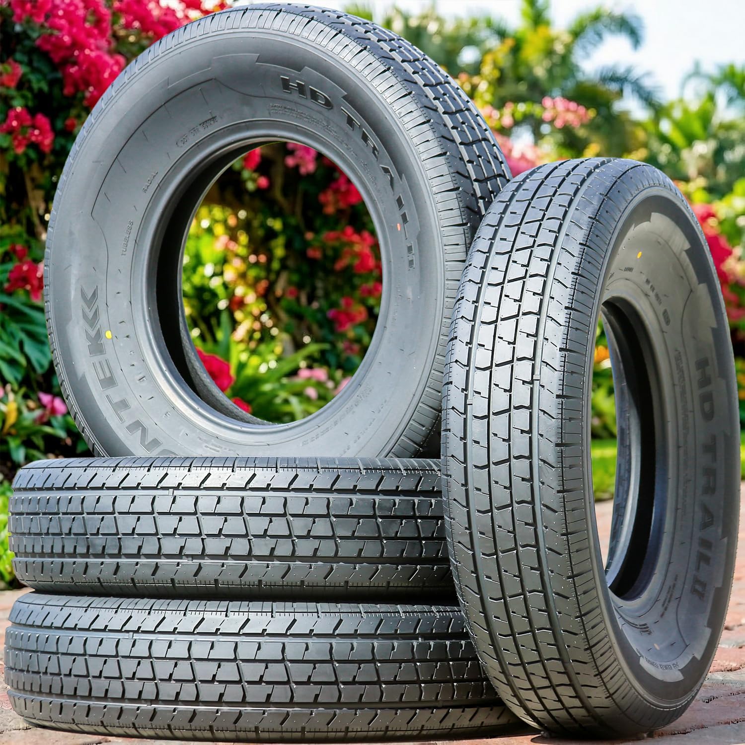 Set of 4 (FOUR) Suntek HD Trail 2 Semi Steel Premium Trailer Radial Tires-ST235/80R16 235/80/16 235/80-16 124/120M Load Range E LRE 10-Ply BSW Black Side Wall