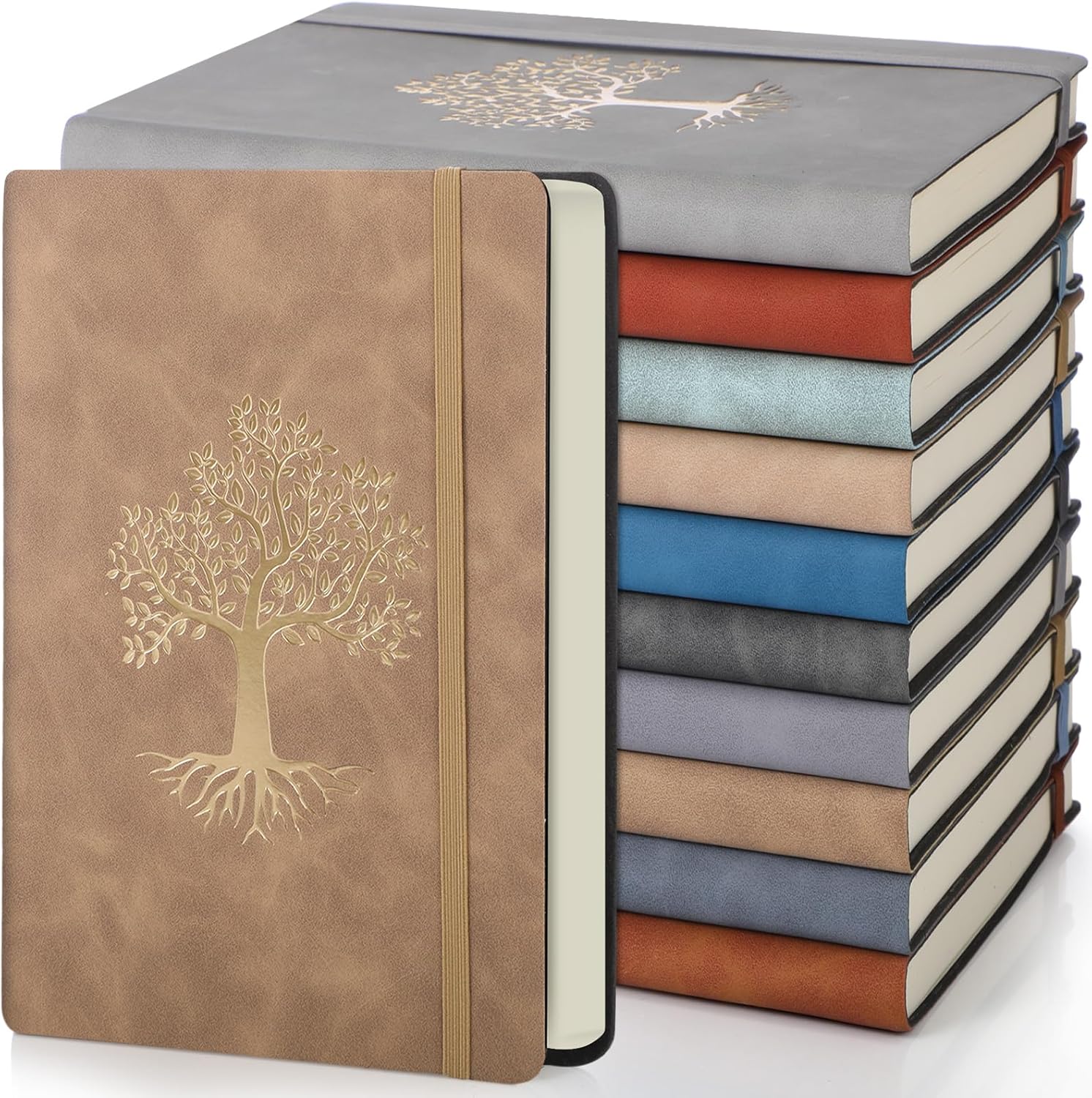 10 Pack Lined Journal Notebook A5 Leather Hardcover Journals for Writing 200 Pages 10 Colors Notepad for Travel Work School Office Business Note Taking Diary 5.7" x 8.3" (Retro Color)
