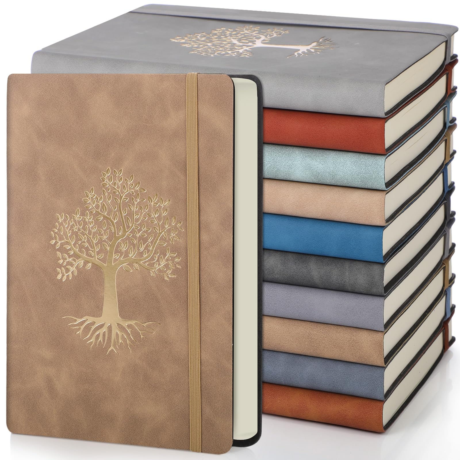 Dispowreath Lot de 10 carnets lignés A5 avec couverture rigide en cuir pour écrire 200 pages 10 couleurs pour voyage, travail, école, bureau, affaires, prise de notes, journal intime, 14,5 x 21,1 cm