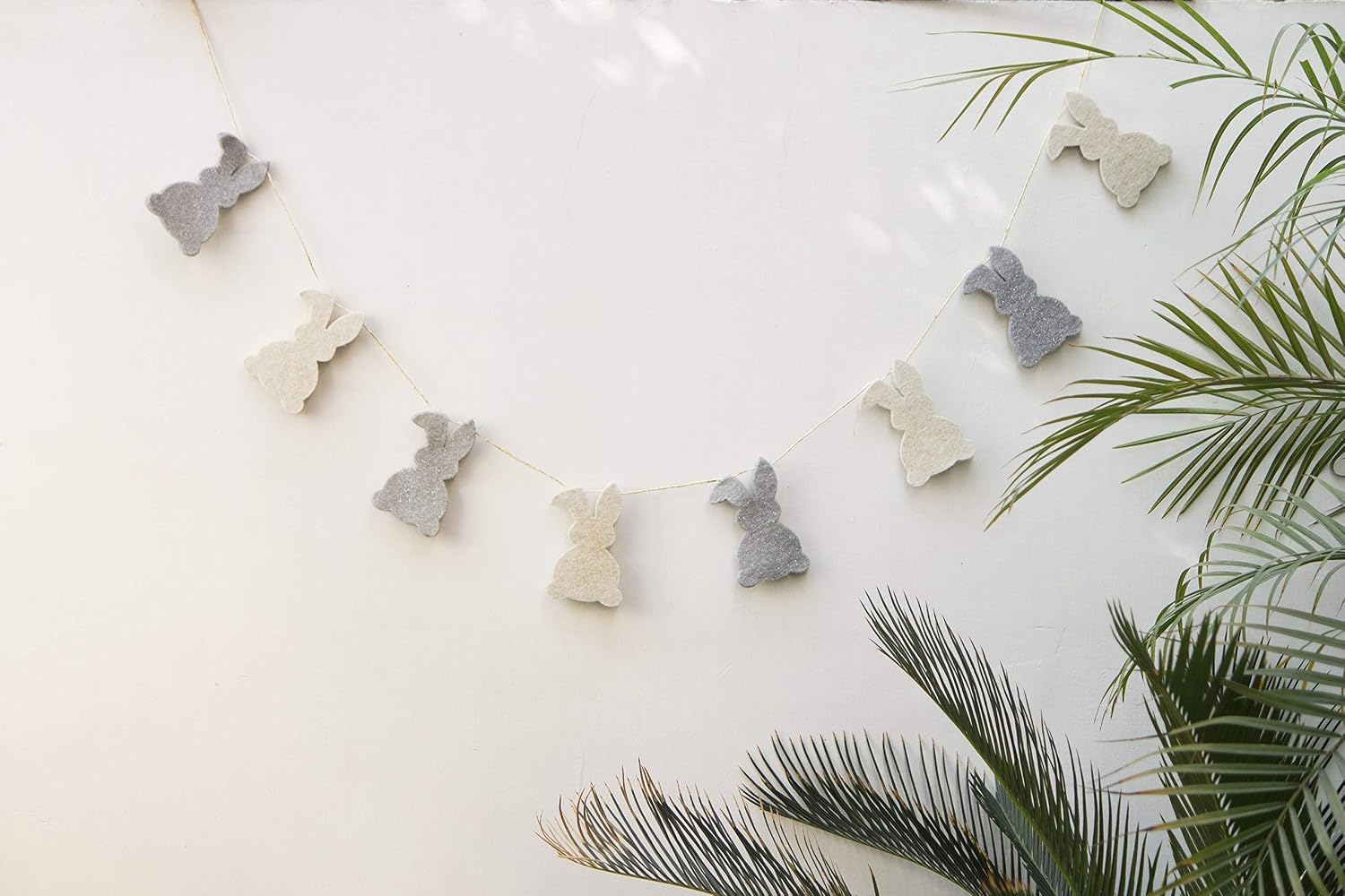 De Kulture Handmade Premium Wool Felt Easter Bunny Garland Eco Friendly Eastertide Wall Hanging Home Office Wedding Party Holiday Decoration Banner |48 Inch