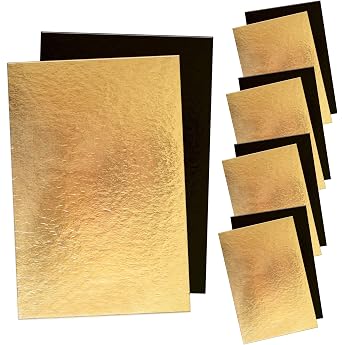 ScrapCooking - Set of 5 Rectangular Cake Boards - 30 x 20 cm Cake Board - Cardboard Gold & Black - Cake Plate Cake Board for Cakes Birthday - 5197