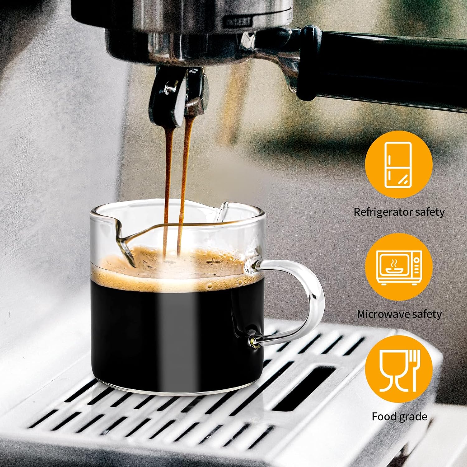 2 Piece With Handle Espresso Shot Cups, Clear Glass Cups, Coffee Bar Accessories, for Home Kitchen and Daily Coffee Brewing