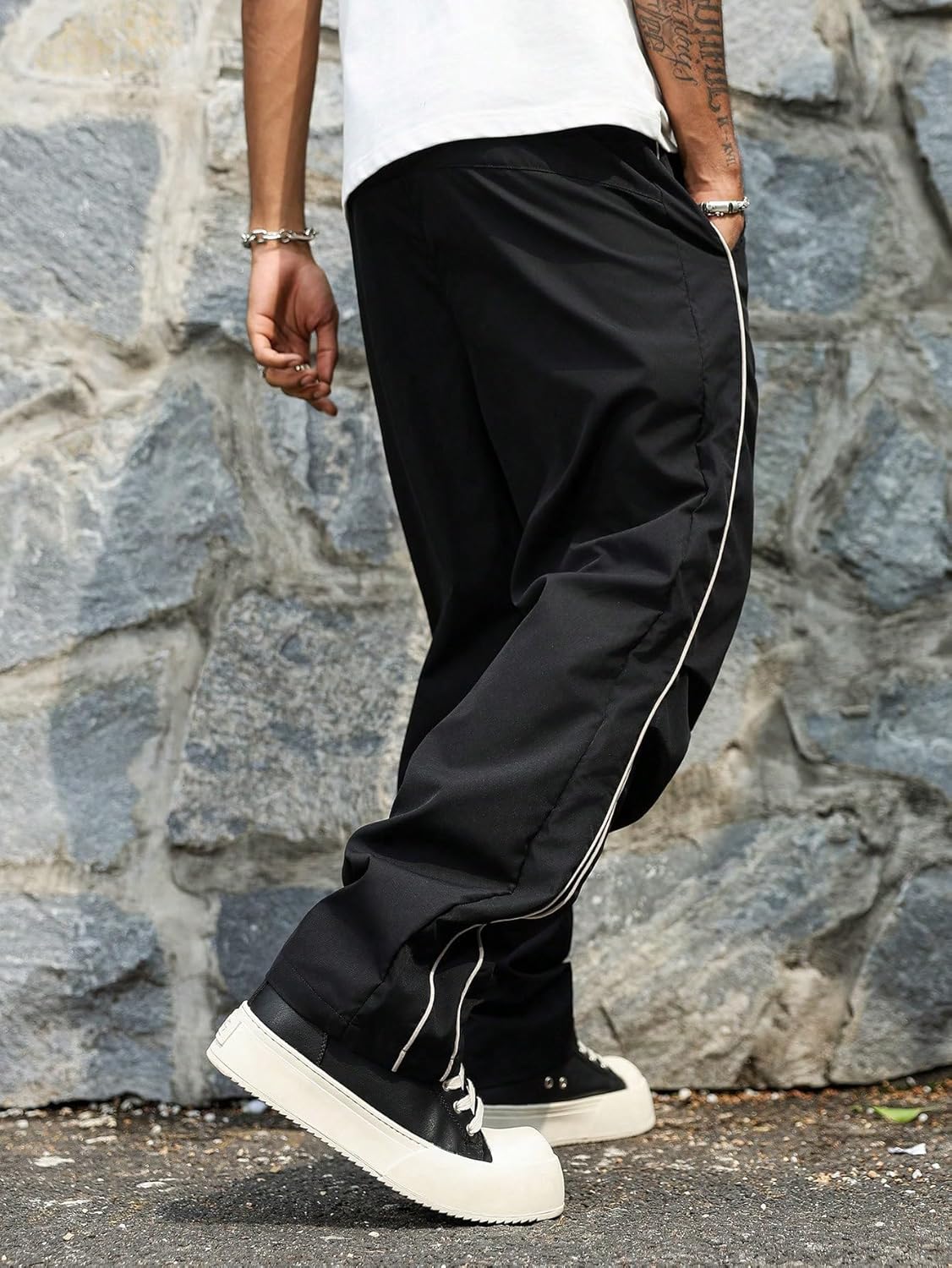 ZAFUL Men's Parachute Sweatpants Y2k Baggy Track Pants Drawstring Wide Leg Casual Trousers Streetwear - Image 3