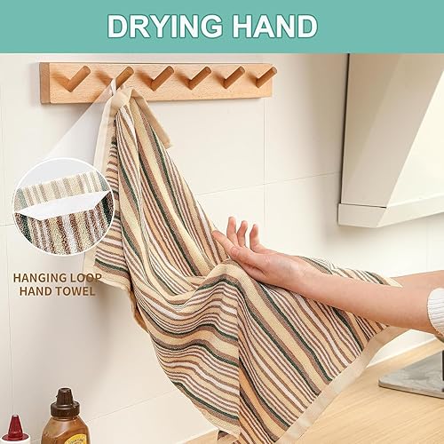 Miniatura 6 de SALAS Toallas de cocina para secar platos, paños de cocina grandes de algodón, paños de cocina de rizo a rayas, juegos de toallas gruesas altamente