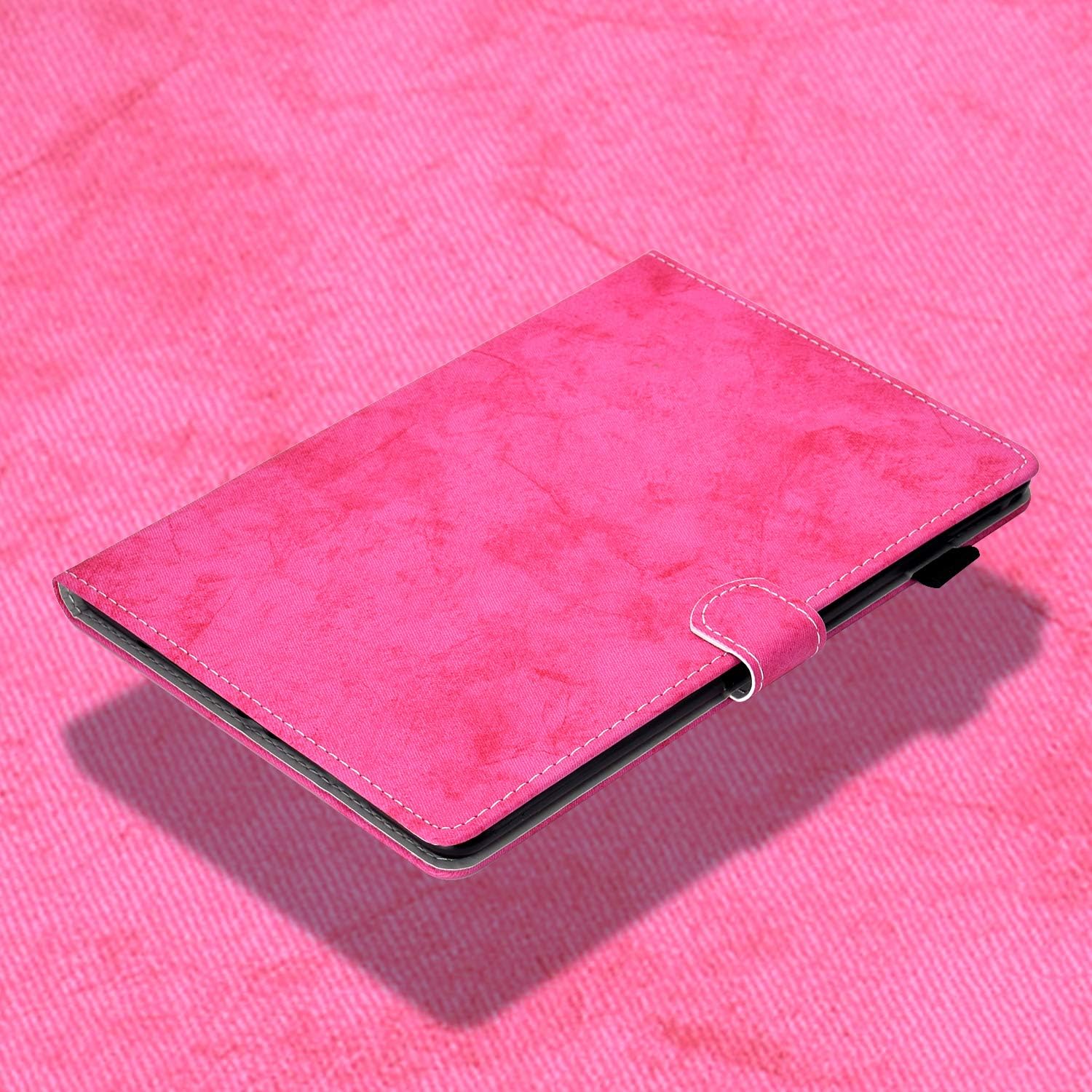 Leather Business Casual Kickstand Protective Cover with 4 Credit Card Holders and Pencil Holder Case for iPad Air 2019/ Pro 10.5" -Rose Red