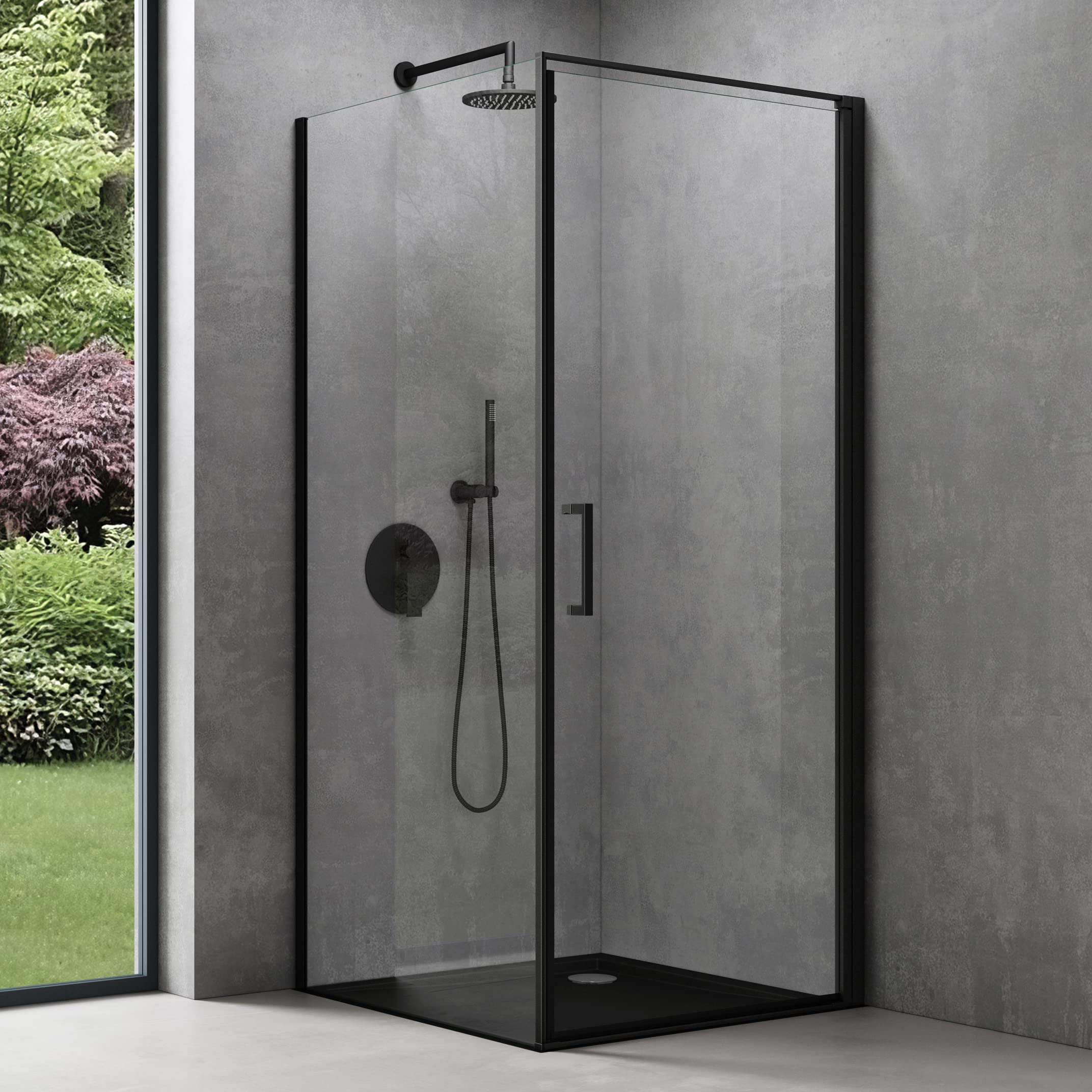doporro Box Doccia Angolare 80x80 cm con Porta Battente e Sollevamento