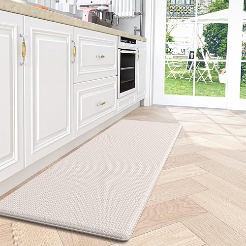 DEXI Kitchen Rugs, Kitchen Runner Mat Non Slip Kitchen Mats Cushioned Anti Fatigue, Waterproof Comfort Standing Mat for Kitchen Floor, 17x47 Inch, Wheat