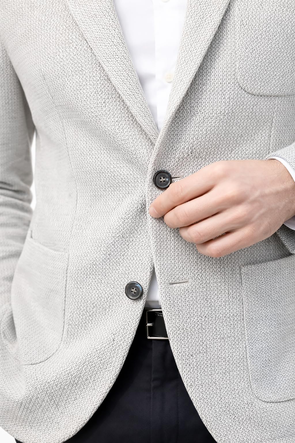 Blazer Uomo Elegante Casual in Cotone, Giacca Sartoriale Monopetto Due Bottoni Made in Italy con Tasche, Colore Cenere