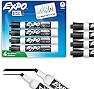 EXPO Dry Erase Markers, Low Odor Ink, Black, Chisel Tip, 4 Count - Whiteboard, Calendar, Organization, Essential Supplies for Office, School, Classroom, Teachers