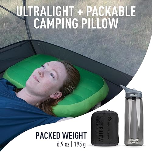 Vista 13 de Sea to Summit Aeros Premium - Almohada inflable de viaje, Deluxe (22 x 14), color lima