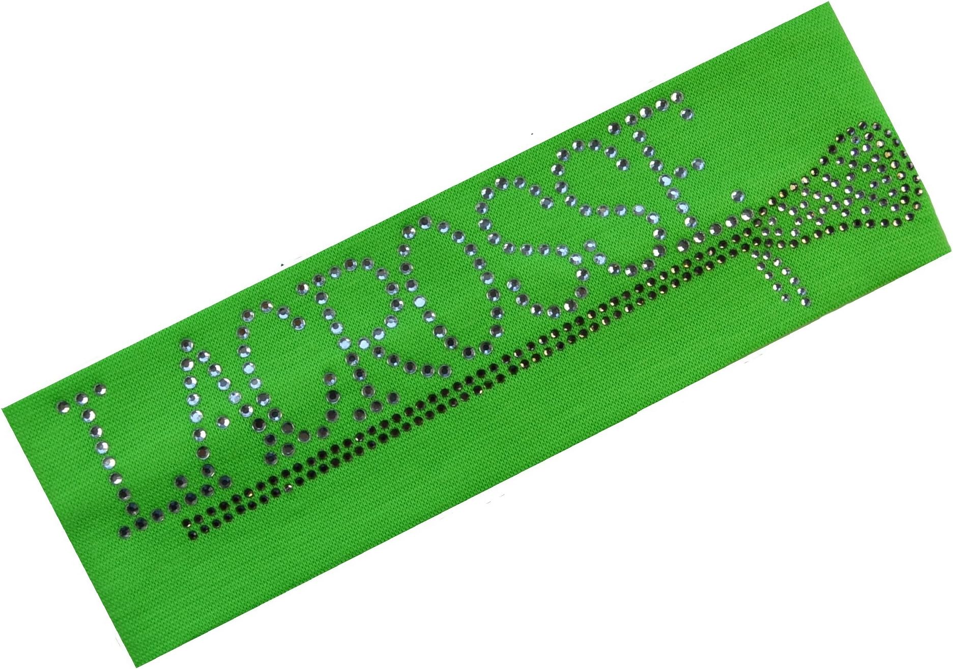 LACROSSE Stick Rhinestone Cotton Stretch Headbands (Neon Green)