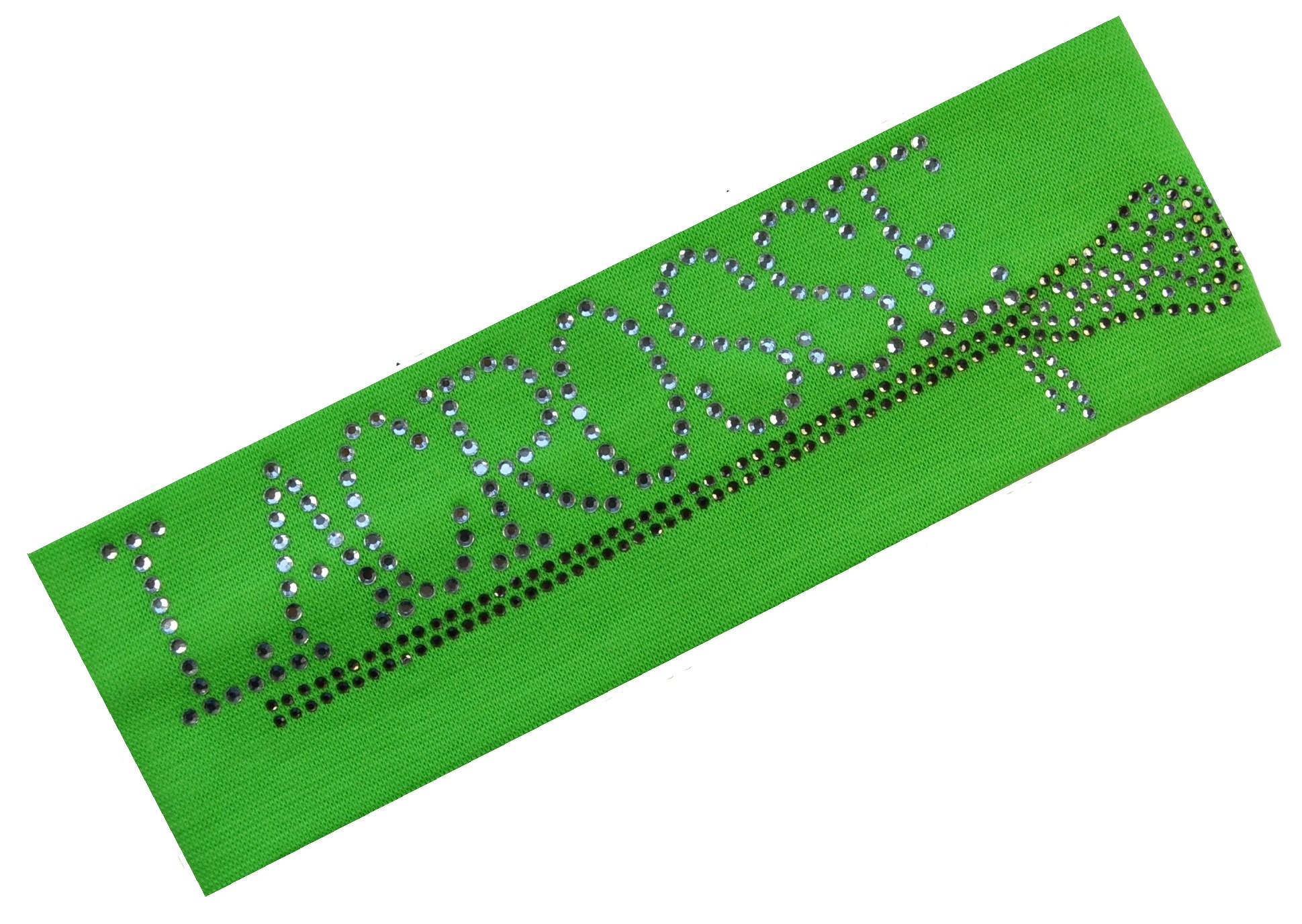 LACROSSE Stick Rhinestone Cotton Stretch Headbands (Neon Green)