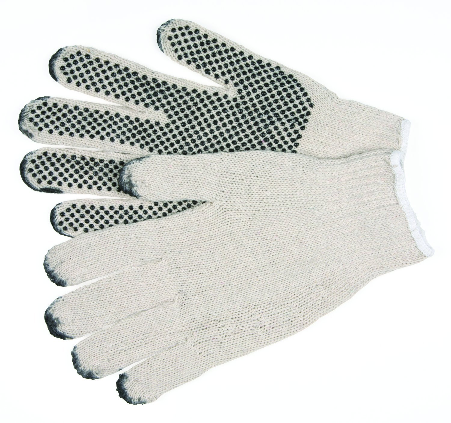 MCR Safety 9657L Cotton Polyester 7 Gauge PVC Dots 1-Side Multi-Purpose Mens Gloves with White Hemmed Cuff Natural