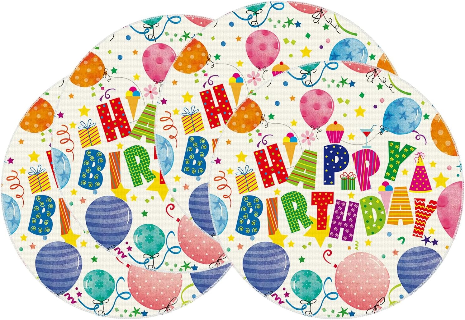 XCHI Happy Birthday Balloons Table Runner for Table Decoration13x90 Inch | Confetti Colorful Stars Burlap Stylish Home Decor for Kitchen Dining Dinner Indoor Holiday Party Farmhouse