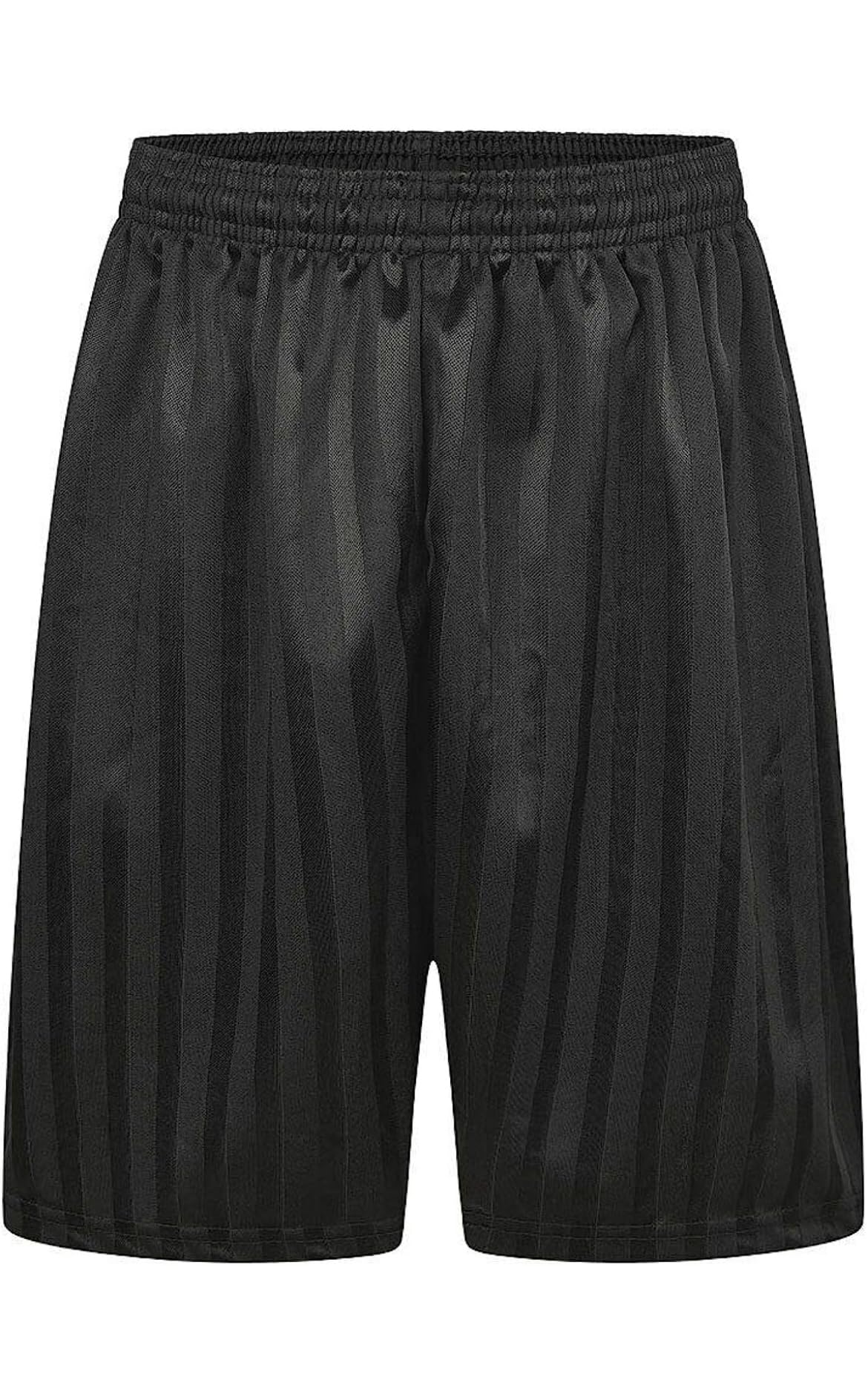 Kids Unisex Sports & School PE Shorts Boys & Girls, Shadow Strip Design with Pockets & Drawstring in Variety of Colors for School Kids Clothes Size 2-13 Years (13 Years, Black)