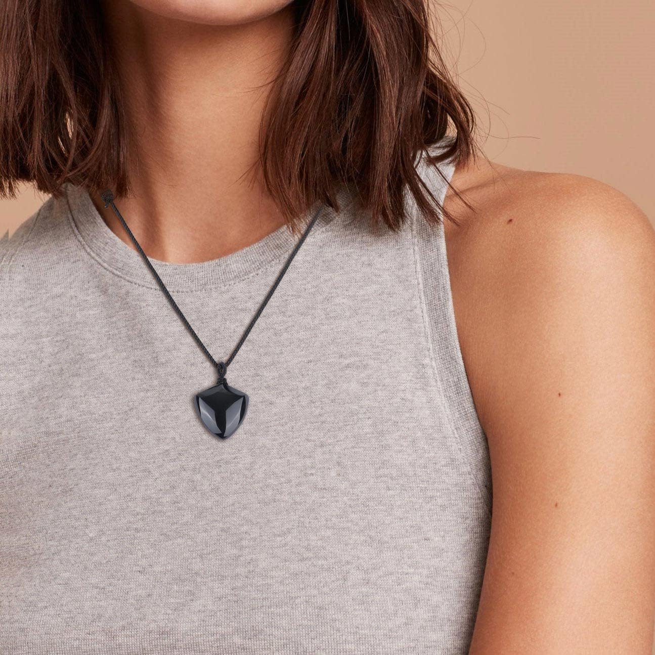 COAI Black Obsidian Necklace for Men Shield Protection Necklace Crystal Necklace for Men Women
