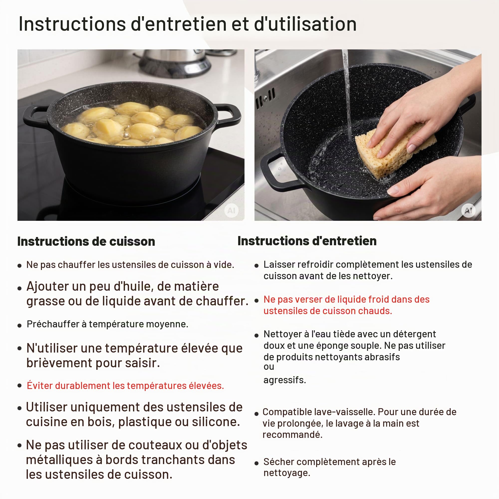 Casserole 13 L Marmite à soupe en fonte d'aluminium antiadhésive casserole à lait induction cocotte 36 cm avec couvercle en verre rôtissoire