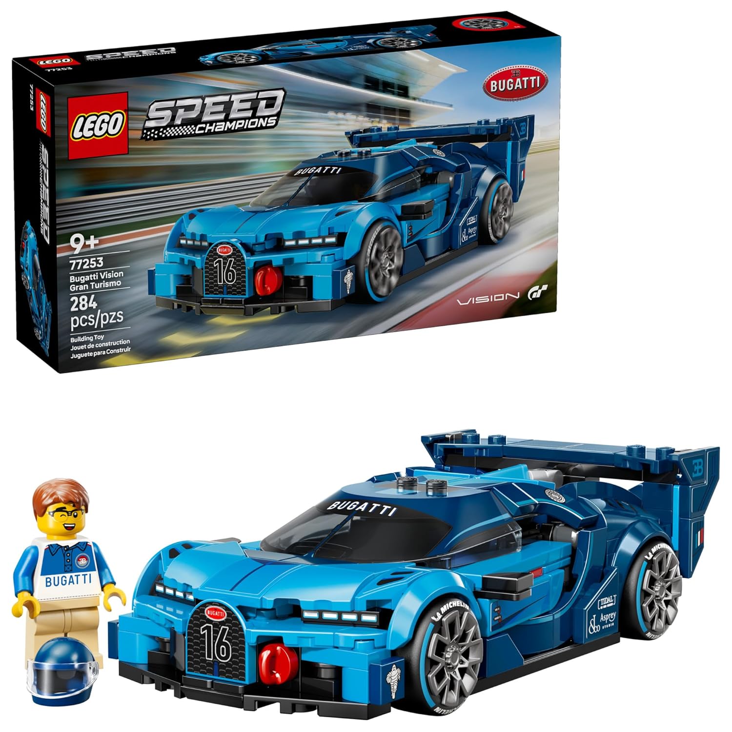 LEGO Speed Champions Bugatti Vision Gran Turismo Hyper Sports Car Building Toy for Kids Gamers - Building Set