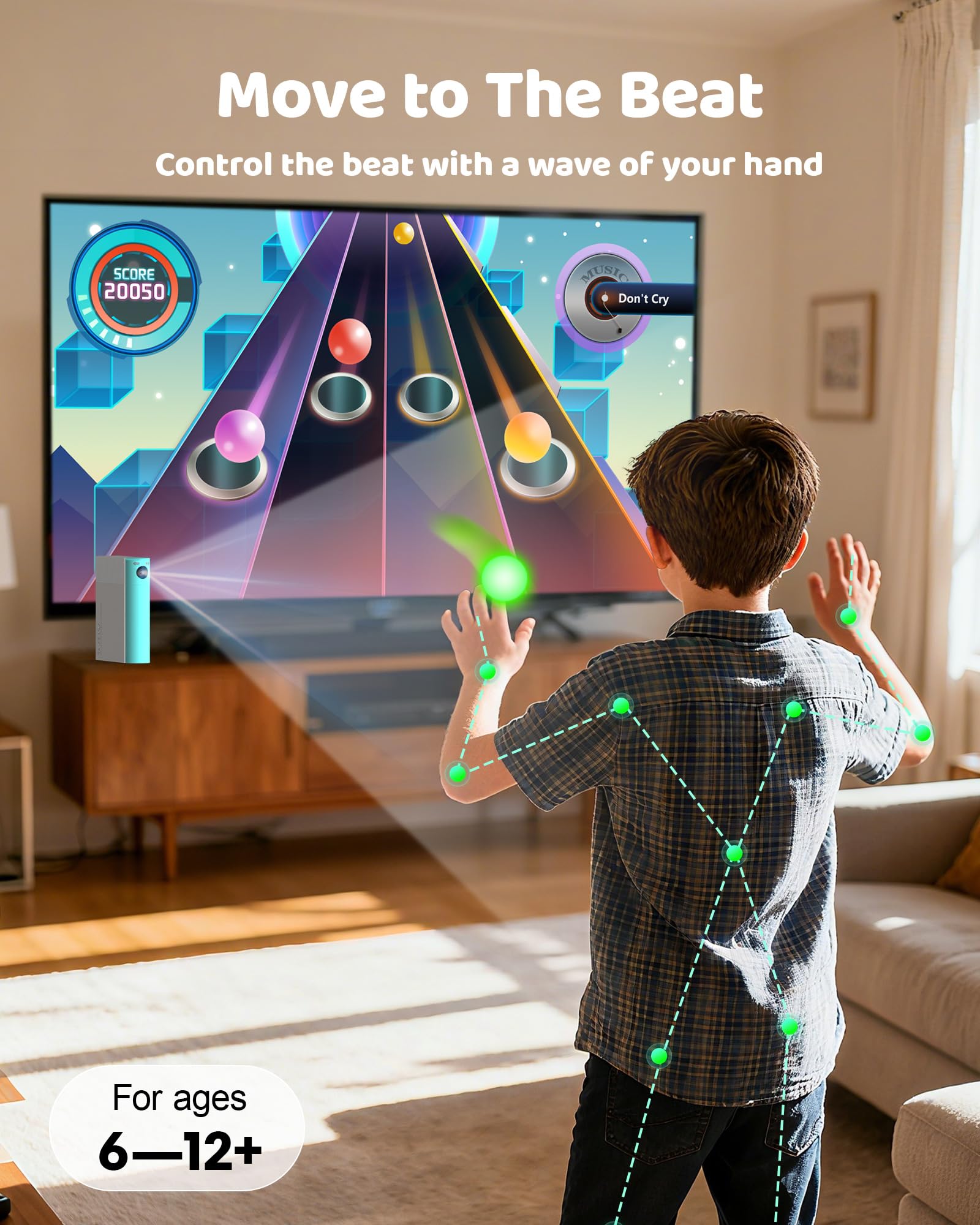 AR Motion Game Console for Kids: Plug and Play TV Video Game System for Indoor Physical Play Interactive Family Fun Game Nights Parties Playtime - Great Gift for Boys Girls (Green&White)