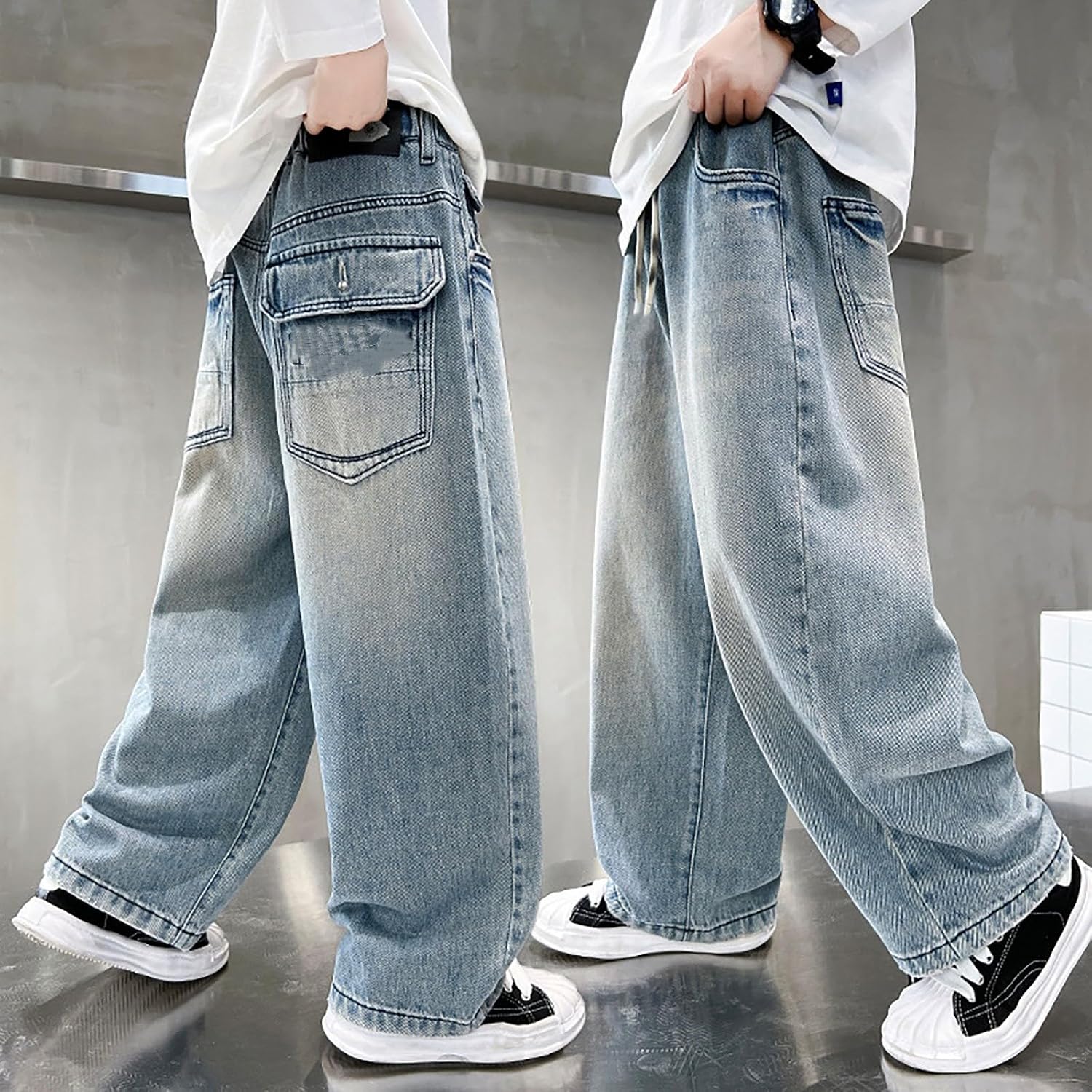 Toddler Jeans Boys Pull-On Adjustable Casual Relaxed Children's Jogger Active Athletic Youth Outdoor Soft Teenage Trousers
