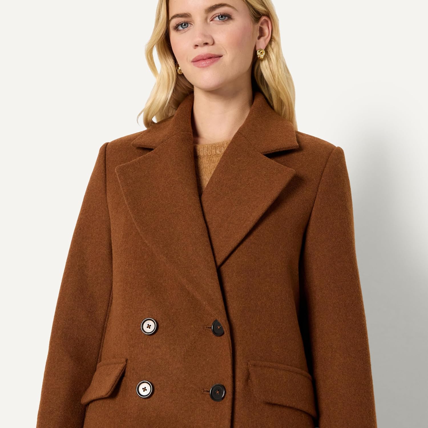 Amazon Essentials Women's Relaxed-Fit Double-Breasted Wool-Blend Longline Coat