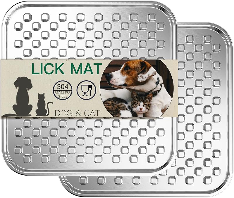 Tapete de Lamber para Cães e Gatos em Aço Inoxidável 304 Techphardo T17, Tamanho Grande, Pacote com 2