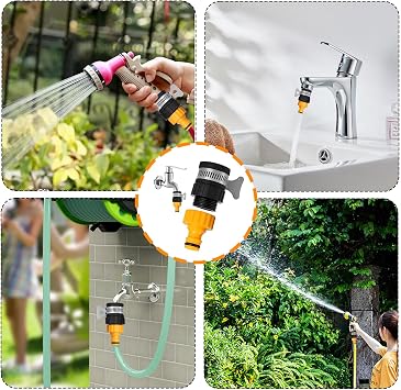 Universal Hose Tap Connector with Adjustable Stainless Steel Collar for 12-16mm Mixer, Garden, and Kitchen Taps - Easy Installation, Leak-Free Design