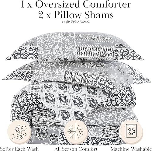 Miniatura 38 de Southshore Fine Living, Inc. Juego de edredón de 2 piezas, tamaño individual, juego de edredón floral con funda de almohada, pájaros y flores