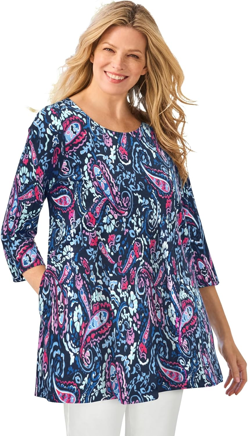Woman Within Plus Size 2-Pocket Swing Tunic