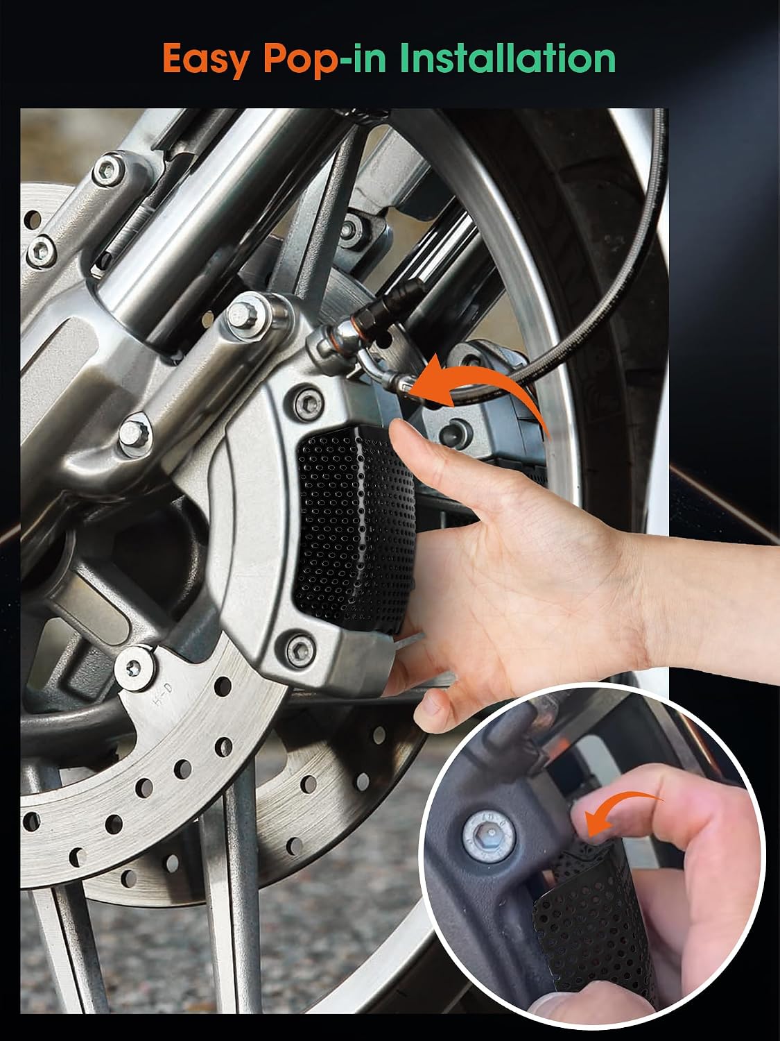 Motorcycle Front Brake Caliper Covers, Brake Caliper Screen Inserts Compatible for Harley Davidson Road King, Electra Glide, Street Glide, V-Rod 2006-2019