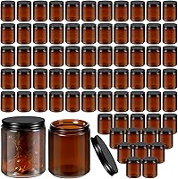 Vista 8 de Lallisa 48 tarros de vidrio ámbar de 8 onzas con tapas negras, tarros redondos de vidrio para cosméticos con tapas, recipientes de ámbar vacíos