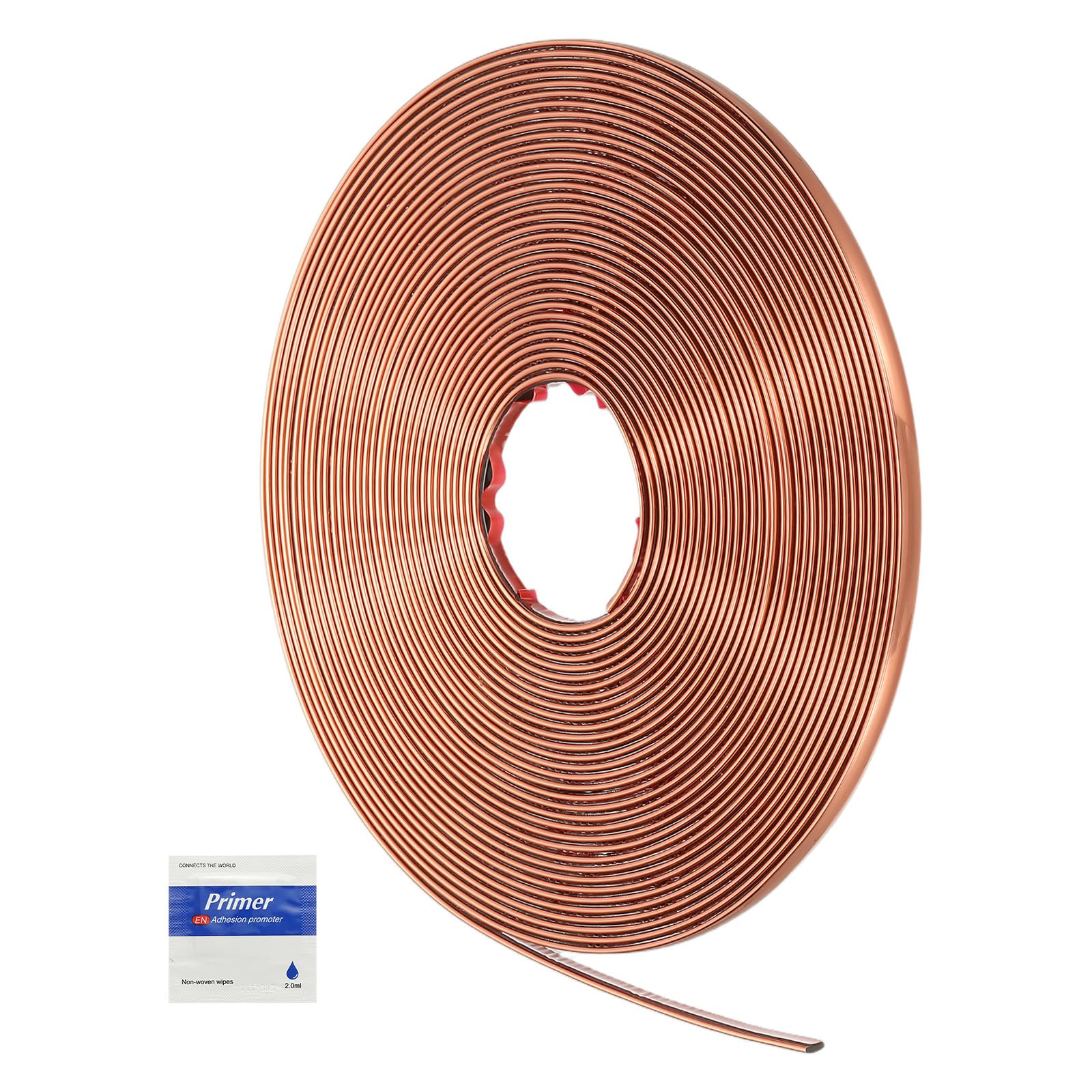 sourcing map Peel and Stick Molding Trim 65.6ft x 0.4" Flexible Wall Trim Self Adhesive PVC Wall Corner Gap Sealing Trim for Wall Ceiling Floor Cabinet Tile Edge Mirror Frame, Rose Gold