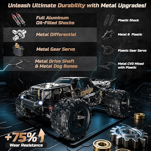 Miniatura 2 de DEERC 9309E 116 - Autos RC rápidos todo terreno para adultos, 40 KPH, camión monstruo eléctrico todoterreno 4WD, auto de alta velocidad de 2.4 GHz,