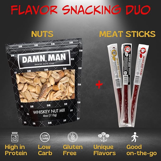Cesta de regalo Beef Jerky para hombres con nueces - 12 piezas miniatura 3